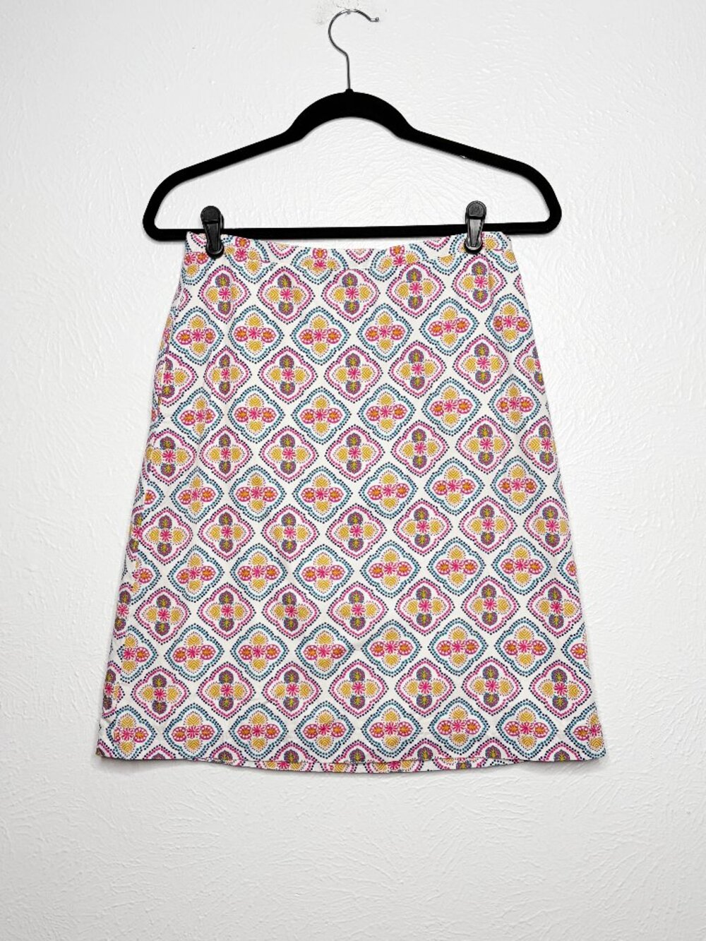 Boden 100% Cotton Colorful Print Lined Pencil Skirt Size 8